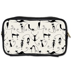 Pattern Cats Black Feline Kitten Toiletries Bag (one Side) by Ravend