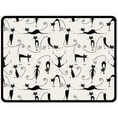 Pattern Cats Black Feline Kitten One Side Fleece Blanket (large) by Ravend