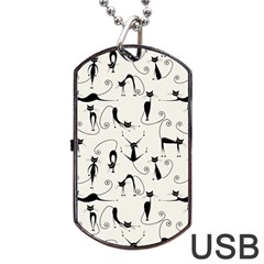 Pattern Cats Black Feline Kitten Dog Tag Usb Flash (two Sides) by Ravend