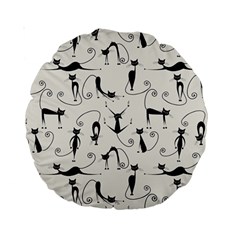 Pattern Cats Black Feline Kitten Standard 15  Premium Round Cushions by Ravend