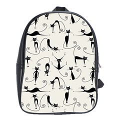 Pattern Cats Black Feline Kitten School Bag (xl) by Ravend