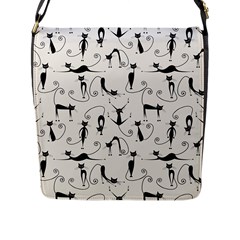 Pattern Cats Black Feline Kitten Flap Closure Messenger Bag (l) by Ravend