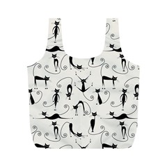 Pattern Cats Black Feline Kitten Full Print Recycle Bag (m) by Ravend