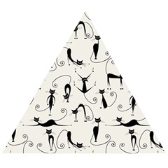 Pattern Cats Black Feline Kitten Wooden Puzzle Triangle by Ravend