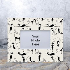 Pattern Cats Black Feline Kitten White Tabletop Photo Frame 4 x6  by Ravend