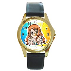 Nami Lovers Money Round Gold Metal Watch by designmarketalsprey31