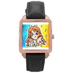 Nami Lovers Money Rose Gold Leather Watch  by designmarketalsprey31