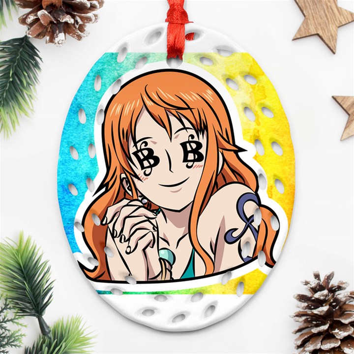 Nami Lovers Money Oval Filigree Ornament (Two Sides)