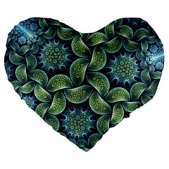 Digitalartflower Large 19  Premium Flano Heart Shape Cushions by Sparkle