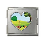 Mother And Daughter Yoga Art Celebrating Motherhood And Bond Between Mom And Daughter. Mega Link Heart Italian Charm (18mm) Front