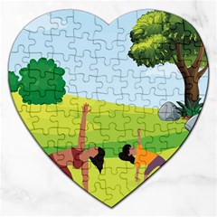 Mother And Daughter Yoga Art Celebrating Motherhood And Bond Between Mom And Daughter  Jigsaw Puzzle (heart) by SymmekaDesign