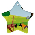 Mother And Daughter Yoga Art Celebrating Motherhood And Bond Between Mom And Daughter. Star Ornament (Two Sides) Front