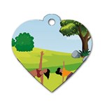 Mother And Daughter Yoga Art Celebrating Motherhood And Bond Between Mom And Daughter. Dog Tag Heart (One Side) Front