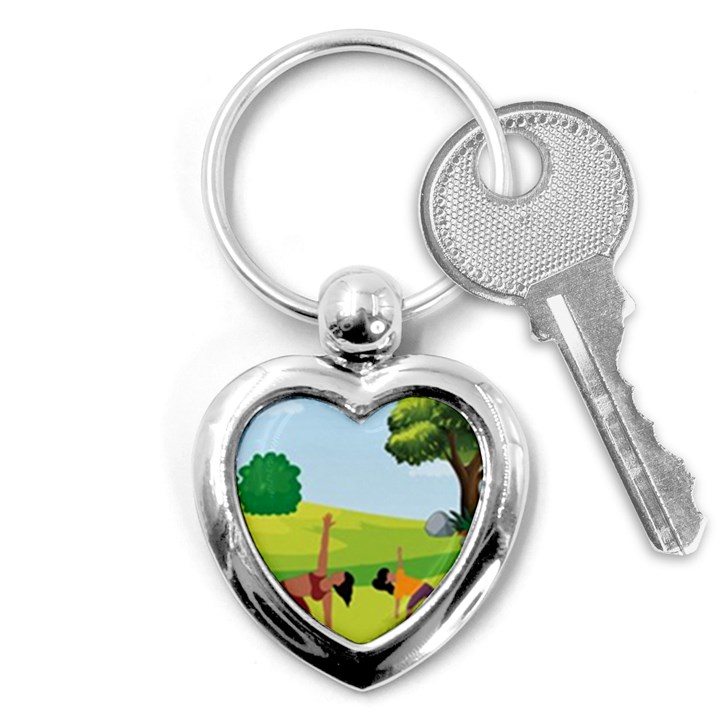 Mother And Daughter Yoga Art Celebrating Motherhood And Bond Between Mom And Daughter. Key Chain (Heart)