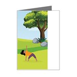 Mother And Daughter Yoga Art Celebrating Motherhood And Bond Between Mom And Daughter. Mini Greeting Card Left