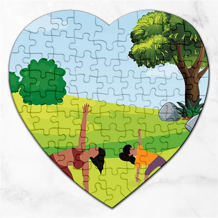 Mother And Daughter Yoga Art Celebrating Motherhood And Bond Between Mom And Daughter. Jigsaw Puzzle (Heart)