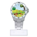 Mother And Daughter Yoga Art Celebrating Motherhood And Bond Between Mom And Daughter. Plastic Nurses Watch Front