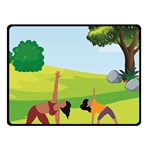 Mother And Daughter Yoga Art Celebrating Motherhood And Bond Between Mom And Daughter. Fleece Blanket (Small) 45 x34  Blanket Back