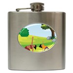 Mother And Daughter Yoga Art Celebrating Motherhood And Bond Between Mom And Daughter. Hip Flask (6 oz) Front