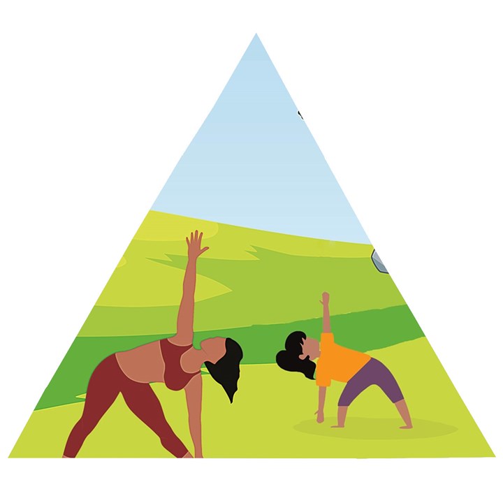 Mother And Daughter Yoga Art Celebrating Motherhood And Bond Between Mom And Daughter. Wooden Puzzle Triangle