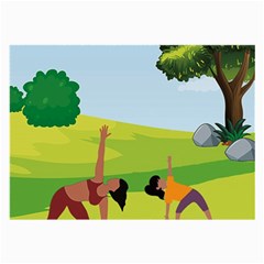 Mother And Daughter Yoga Art Celebrating Motherhood And Bond Between Mom And Daughter  Large Glasses Cloth (2 Sides)