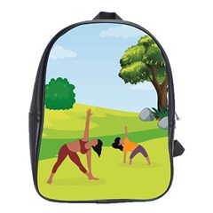 Mother And Daughter Yoga Art Celebrating Motherhood And Bond Between Mom And Daughter  School Bag (large)