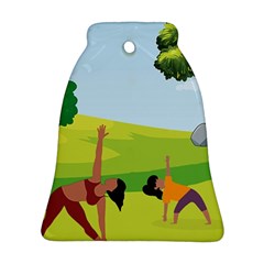 Mother And Daughter Yoga Art Celebrating Motherhood And Bond Between Mom And Daughter  Ornament (bell)