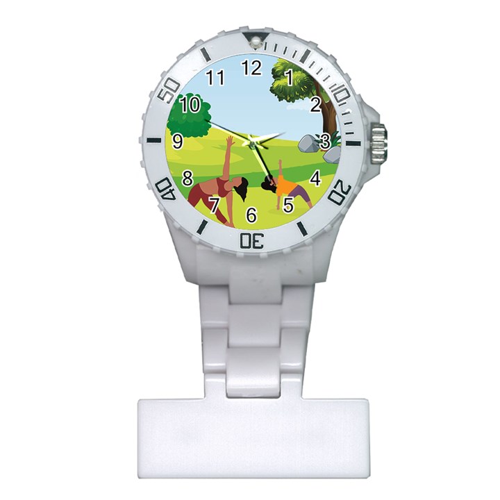 Mother And Daughter Yoga Art Celebrating Motherhood And Bond Between Mom And Daughter. Plastic Nurses Watch