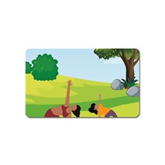 Mother And Daughter Yoga Art Celebrating Motherhood And Bond Between Mom And Daughter  Magnet (name Card)