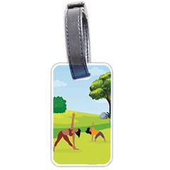 Mother And Daughter Yoga Art Celebrating Motherhood And Bond Between Mom And Daughter  Luggage Tag (one Side)