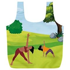 Mother And Daughter Yoga Art Celebrating Motherhood And Bond Between Mom And Daughter  Full Print Recycle Bag (xxxl)