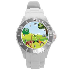 Mother And Daughter Y Round Plastic Sport Watch (l)