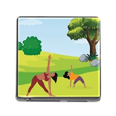 Mother And Daughter Yoga Art Celebrating Motherhood And Bond Between Mom And Daughter  Memory Card Reader (square 5 Slot) by SymmekaDesign