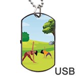 Mother And Daughter Yoga Art Celebrating Motherhood And Bond Between Mom And Daughter. Dog Tag USB Flash (One Side) Front