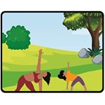 Mother And Daughter Yoga Art Celebrating Motherhood And Bond Between Mom And Daughter. Fleece Blanket (Medium) 58.8 x47.4  Blanket Front