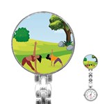 Mother And Daughter Yoga Art Celebrating Motherhood And Bond Between Mom And Daughter. Stainless Steel Nurses Watch Front