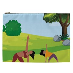 Mother And Daughter Yoga Art Celebrating Motherhood And Bond Between Mom And Daughter  Cosmetic Bag (xxl) by SymmekaDesign