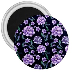 Elegant Purple Pink Peonies In Dark Blue Background 3  Magnets by augustinet