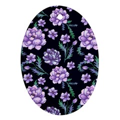 Elegant Purple Pink Peonies In Dark Blue Background Ornament (oval) by augustinet