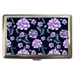 Elegant Purple Pink Peonies In Dark Blue Background Cigarette Money Case