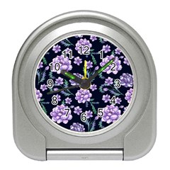 Elegant Purple Pink Peonies In Dark Blue Background Travel Alarm Clock