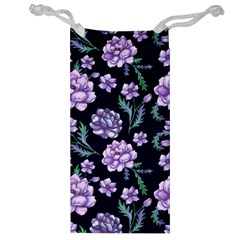 Elegant Purple Pink Peonies In Dark Blue Background Jewelry Bag by augustinet