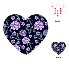 Elegant Purple Pink Peonies In Dark Blue Background Playing Cards Single Design (heart) by augustinet