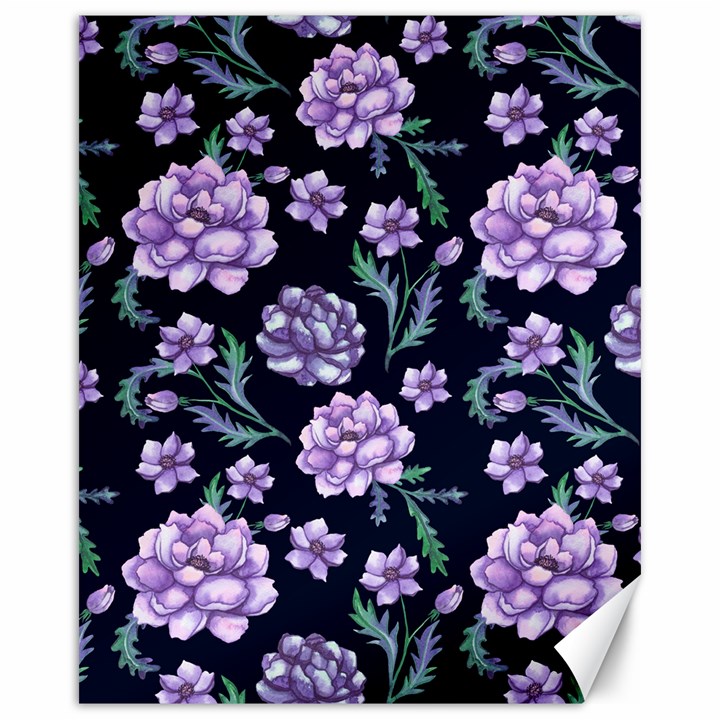 Elegant purple pink peonies in dark blue background Canvas 16  x 20 