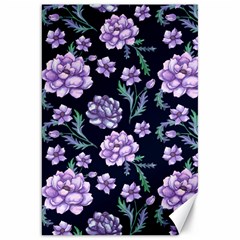 Elegant Purple Pink Peonies In Dark Blue Background Canvas 20  X 30 