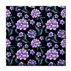 Elegant Purple Pink Peonies In Dark Blue Background Face Towel