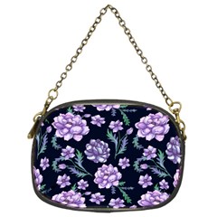 Elegant Purple Pink Peonies In Dark Blue Background Chain Purse (two Sides)