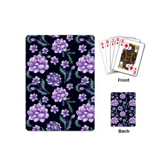 Elegant Purple Pink Peonies In Dark Blue Background Playing Cards Single Design (mini) by augustinet