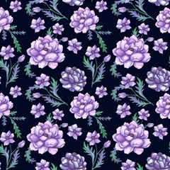 Elegant Purple Pink Peonies In Dark Blue Background Play Mat (rectangle)