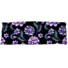 Elegant Purple Pink Peonies In Dark Blue Background Body Pillow Case Dakimakura (two Sides) by augustinet